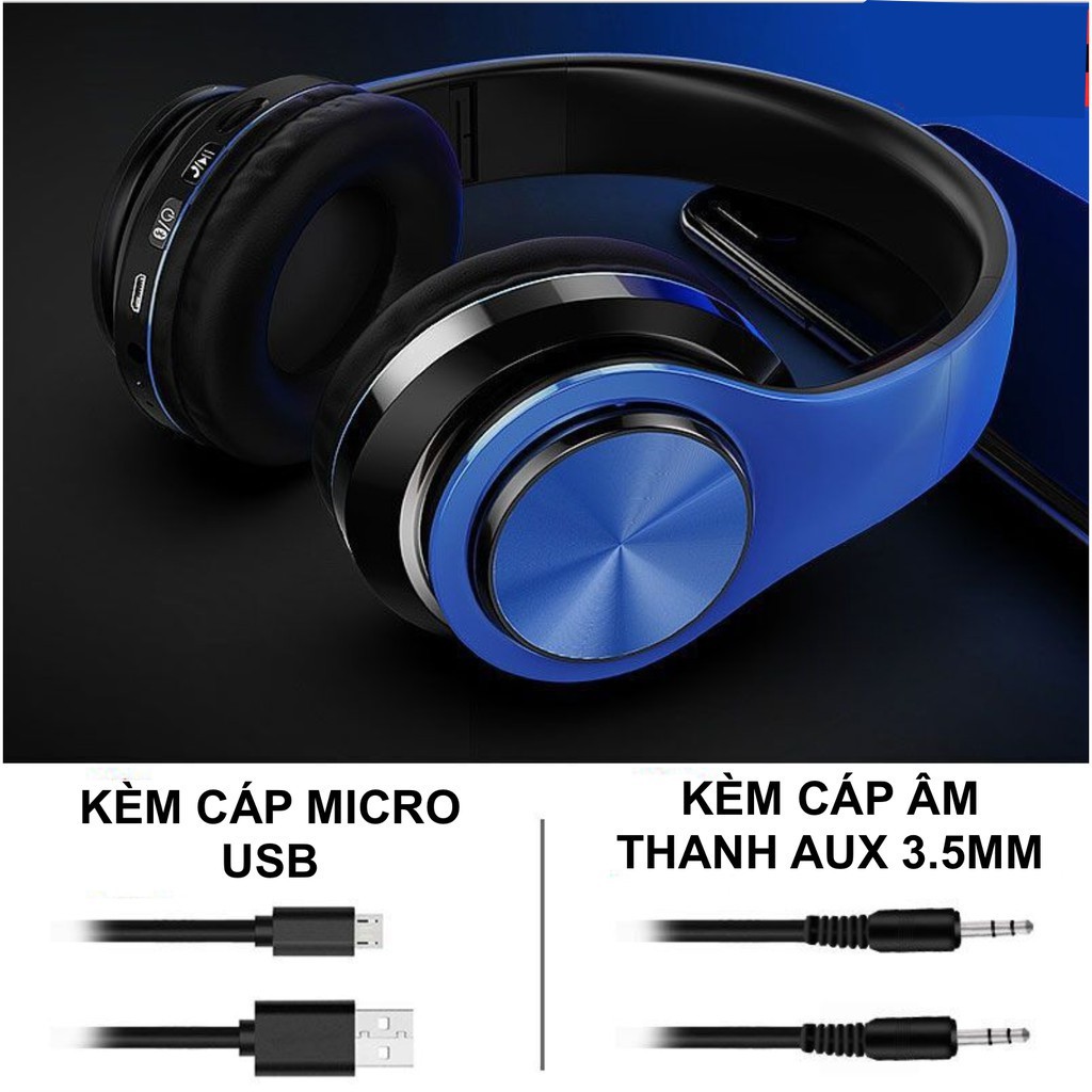 Tai nghe bluetooth 5.0 không dây Mèo đèn LED bass trầm tặng kèm jack 3.5mm