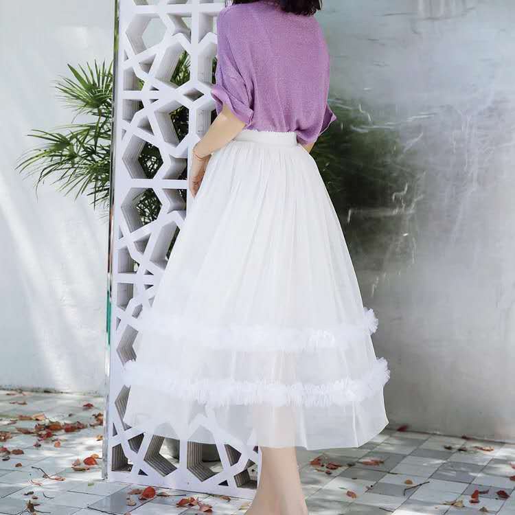 Chân Váy Chữ A Vải Tuyn Xếp Ly Chiều Dài Trung Bình Thời Trang Mùa Hè Hàng Mới Cho Bạn Nữ (Có Lớp Lót)