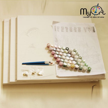 Bộ tranh sơn dầu số hóa tự tô màu DIY 3 bức - Mã TQ1003S Thôn nữ cô gái dân tộc Tranh dân gian cổ điển Myart