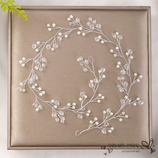 Vòng băng đô đính ngọc trai phối pha lê cho cô dâu