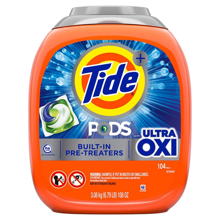 Viên giặt Tide Pods with Ultra Oxi 104 viên