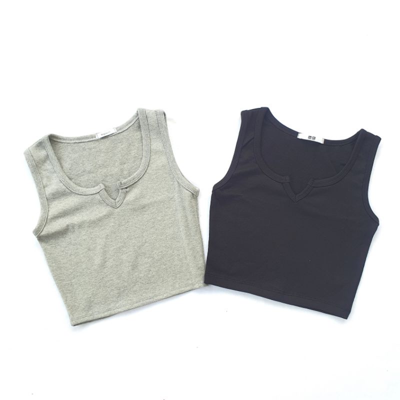 Áo Ba Lỗ nữ xẻ cổ chữ V dáng croptop thun gân - A415