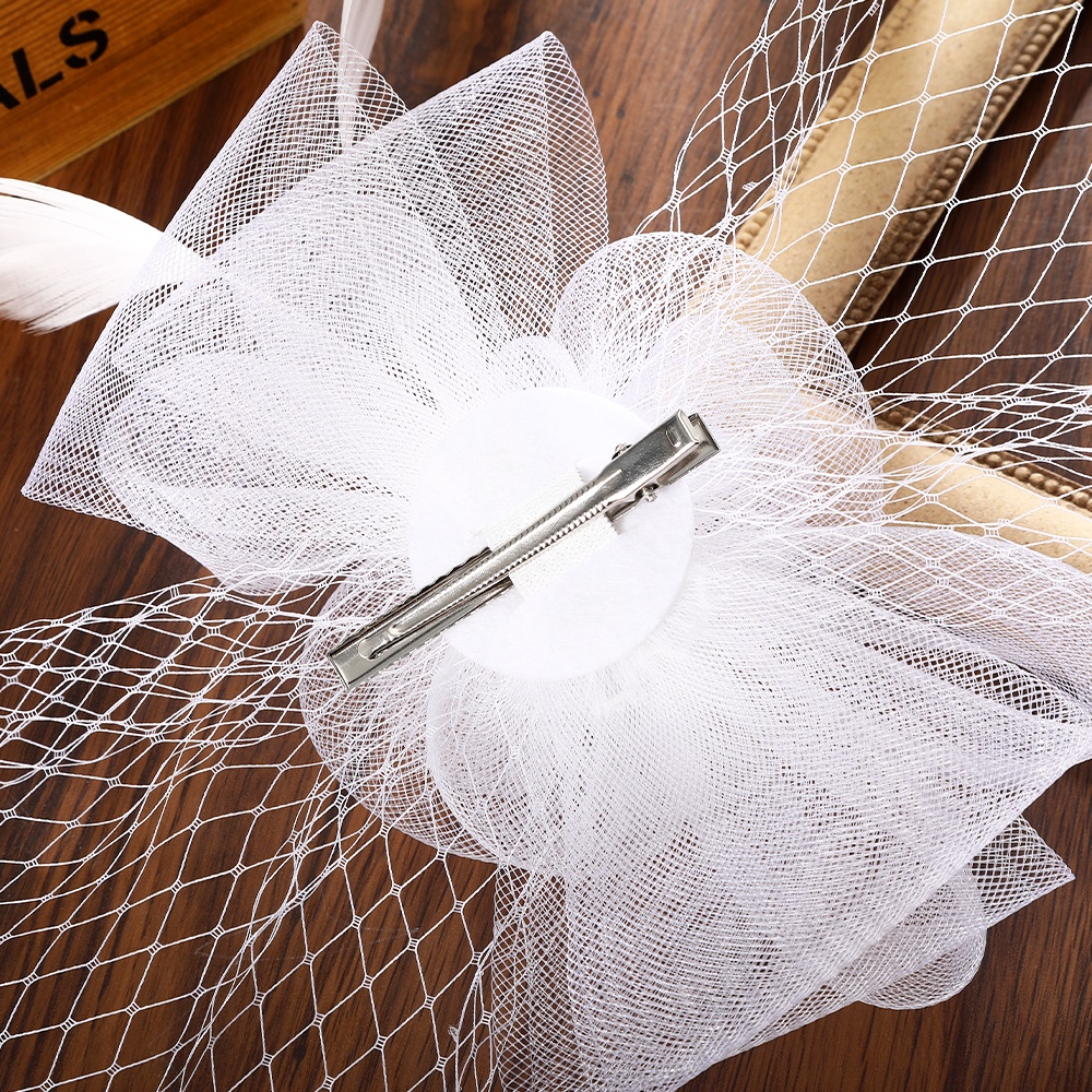 Mũ Lưới Đính Ngọc Trai Và Lông Vũ Mới Cho Nữ