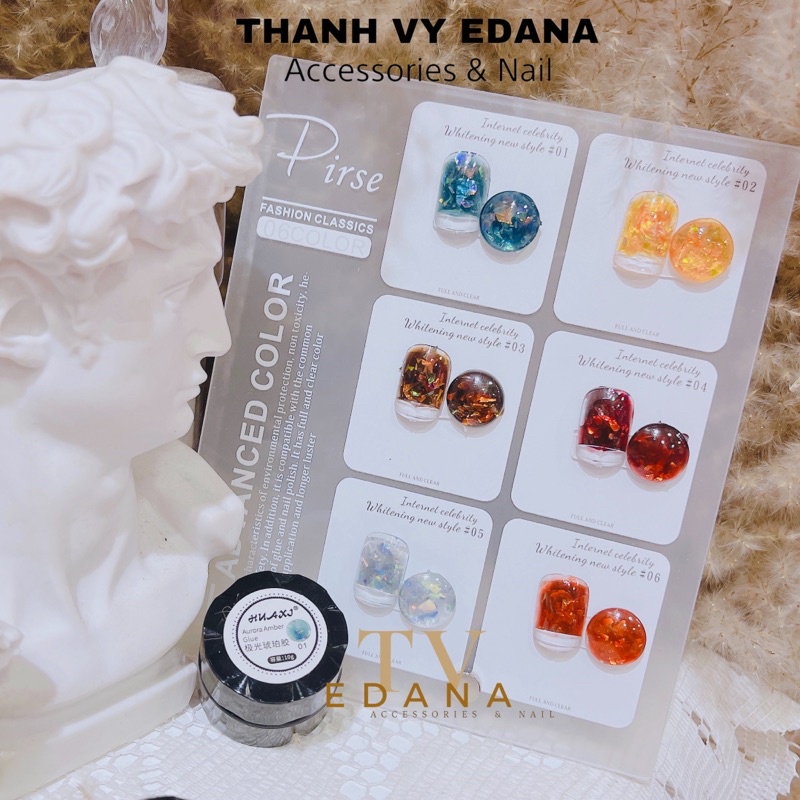 Gel nhũ khổng tước HUAXI 6 hũ màu