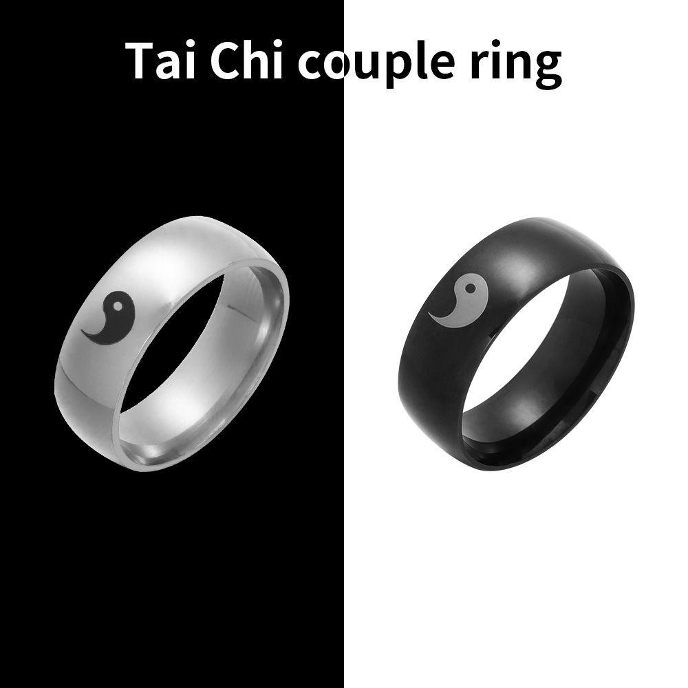 Nhẫn Âm Dương Bằng Thép Không Gỉ Phong Cách Trung Quốc