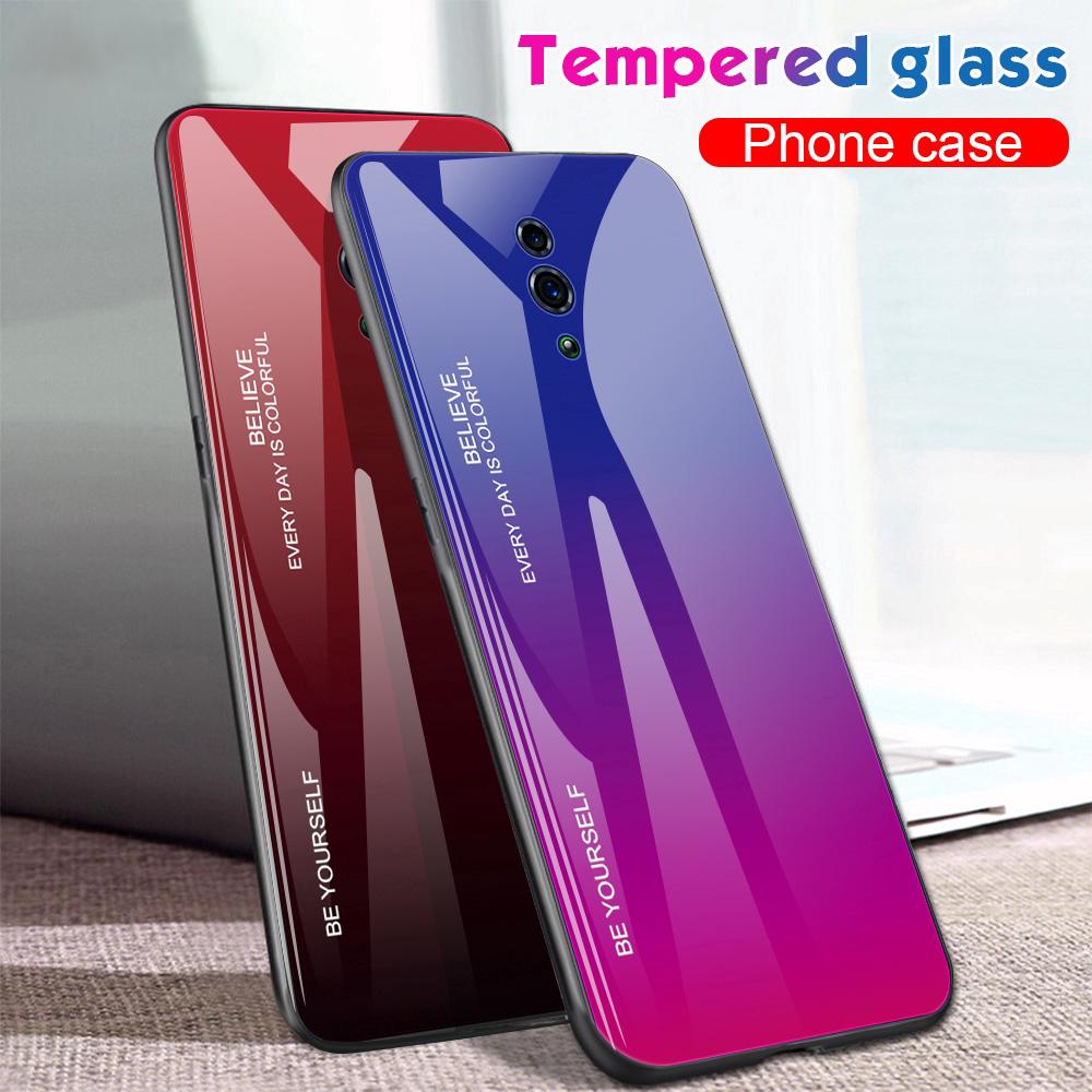 Ốp điện thoại mặt kính cường lực cứng màu Gradient dành cho OPPO Realme 3 Pro X Lite Reno 10X Zoom K3