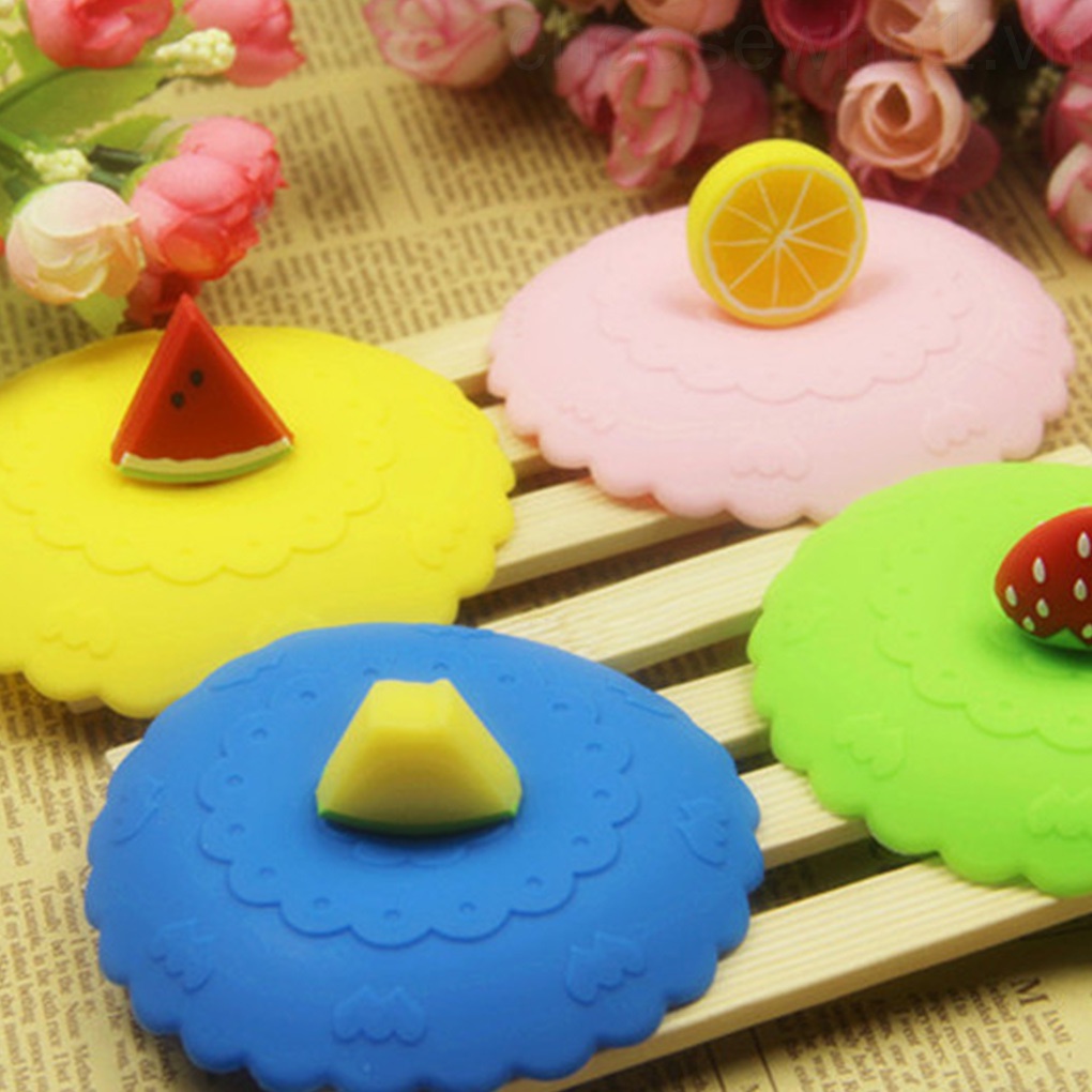 Nắp Đậy Cốc Nước Bằng Silicon Chống Bụi Chống Rò Rỉ Có Thể Tái Sử Dụng In Họa Tiết Hoạt Hình Dễ Thương Choosewho1