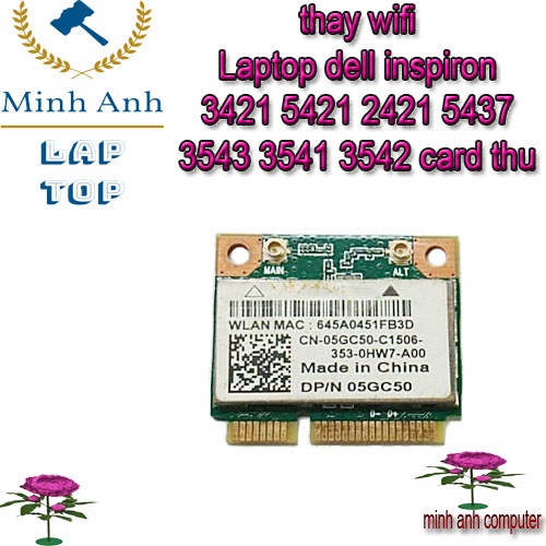 thay wifi Laptop dell inspiron 3421 5421 2421 5437 3543 3541 3542 card thu