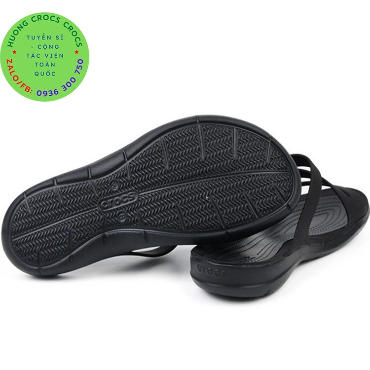 DÉP LÊ CROCS SWIFTWATER WAVE CHO NỮ MÀU ĐEN TUYỀN chuẩn xịn full box