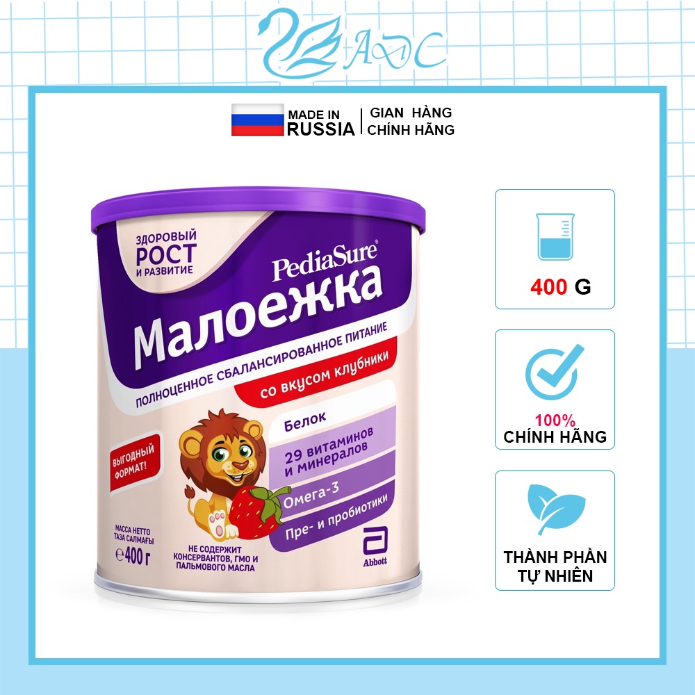 Sữa bột Pediasure nhập khẩu Nga vị vani/ dâu/socola Hộp 400G dành cho bé lười ăn chậm lớn