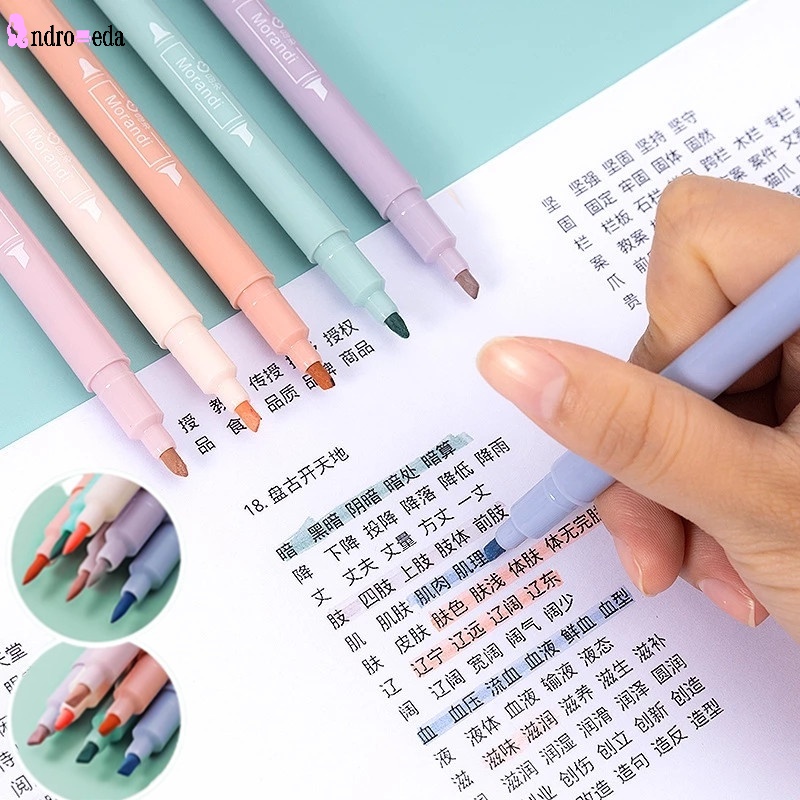 Set 6 Bút Dạ Quang Hai Đầu Nhiều Màu Sắc Cho Học Sinh / Văn Phòng