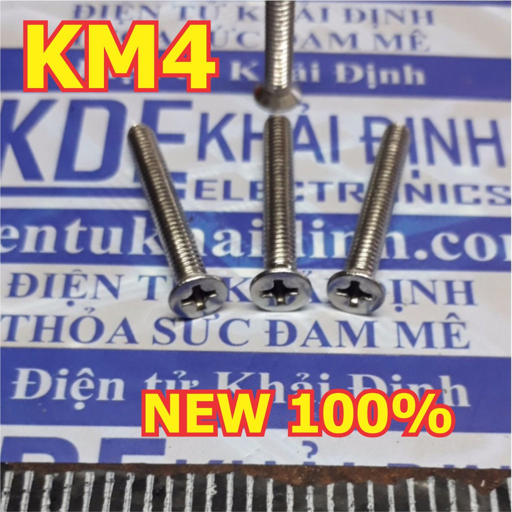 bulong bu lông vít Kake M4 GB819 KM4 inoc inox 4 chấu đầu +, đầu tròn, phẳng M4 4mm dài từ 6mm ~ 50mm kde4764