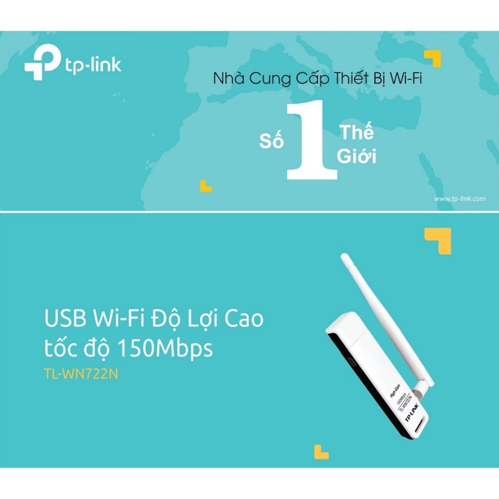 TP-Link N 150Mbps USB kết nối Wi-Fi Độ lợi cao - TL-WN722N - Hàng Chính Hãng | BigBuy360 - bigbuy360.vn
