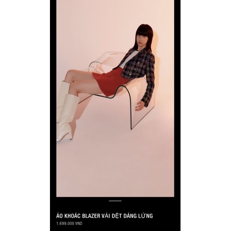 Áo khoác blazer z.ara croptop vải tweed hoạ tiết màu