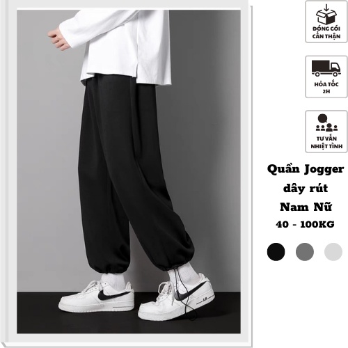 BIGSIZE 40-100KG Quần Jogger nam nữ Sói Store lai rút mặc được 2 kiểu thun da cá 2 màu