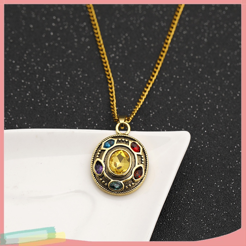 Vòng cổ Hợp Kim Trang Trí Mặt Đá Tròn In Hình Thanos Thời Trang