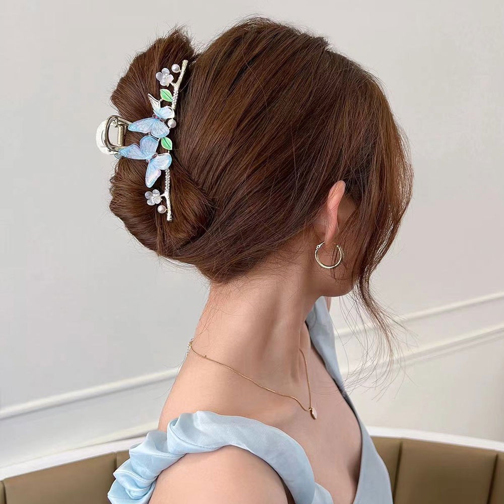 Kẹp Tóc Kim Loại Hình Cá Mập / Bông Hoa Đính Ngọc Trai Nhân Tạo Thời Trang dreamdiary