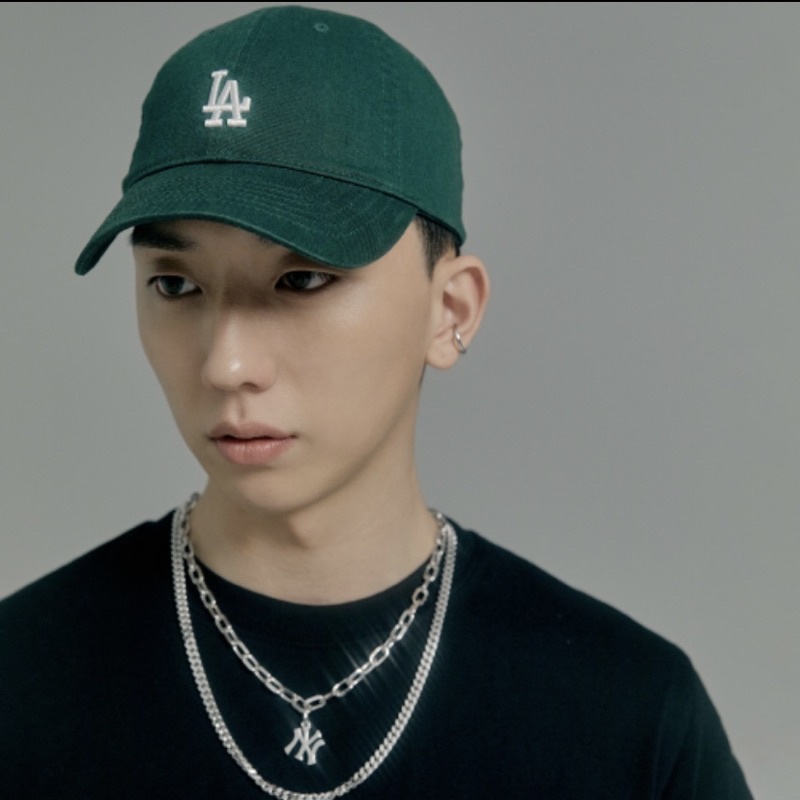 Nón MLB LA xanh rêu logo nhỏ chính hãng