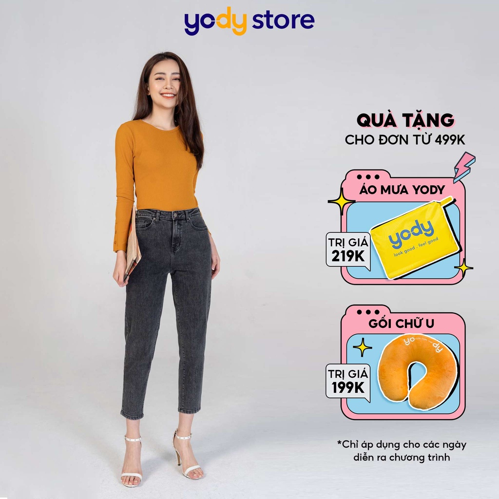 Quần jean nữ baggy đen khói Yody cao cấp trẻ trung năng động - QJN3126