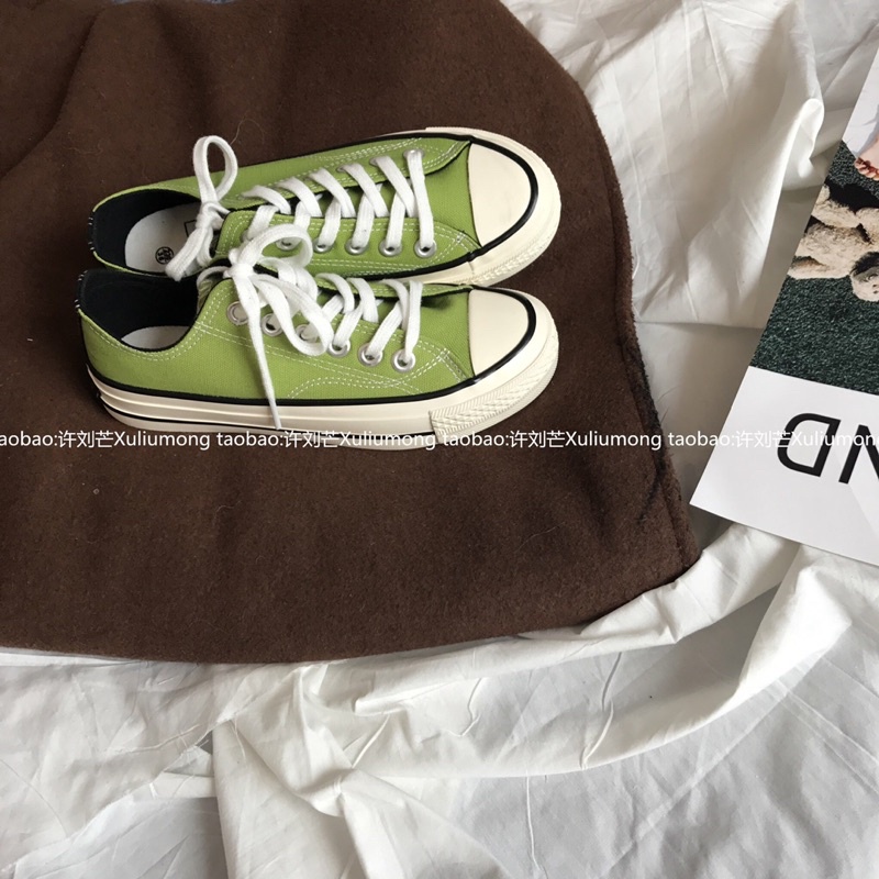 Giày Dây Dáng Convers Màu Xanh Lá Cây Phong Cách Nhẹ Nhàng Có Size Nam