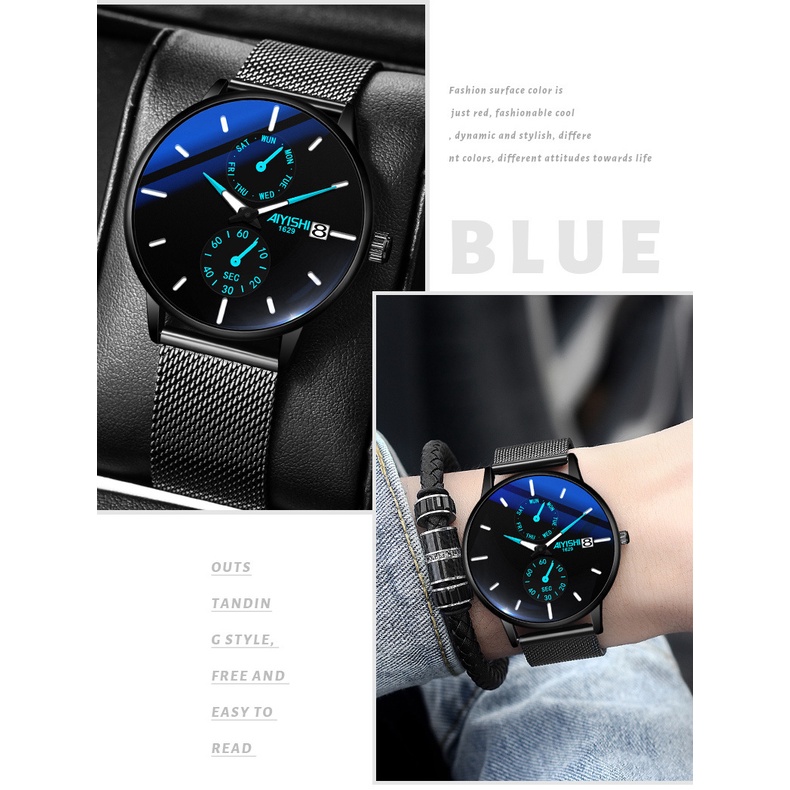 Đồng hồ nam chính hãng cao cấp đẹp dây thép lưới TITANIUM chống nước giá rẻ thời trang  W20