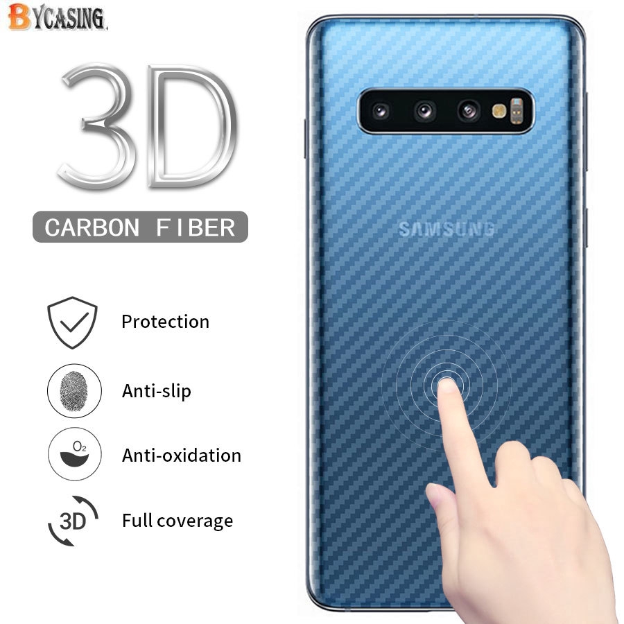 Set 3 Miếng Dán Sợi Carbon Bảo Vệ Lưng Máy Samsung Galaxy S10 S10 Plus S9 S8 S7 Edge 3d