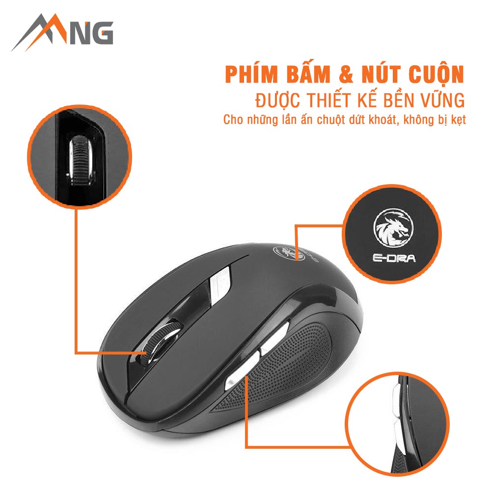 Combo bàn phím + chuột Máy Tính EDra EC888 2.4GHz Không Dây Bảo hành 12 tháng