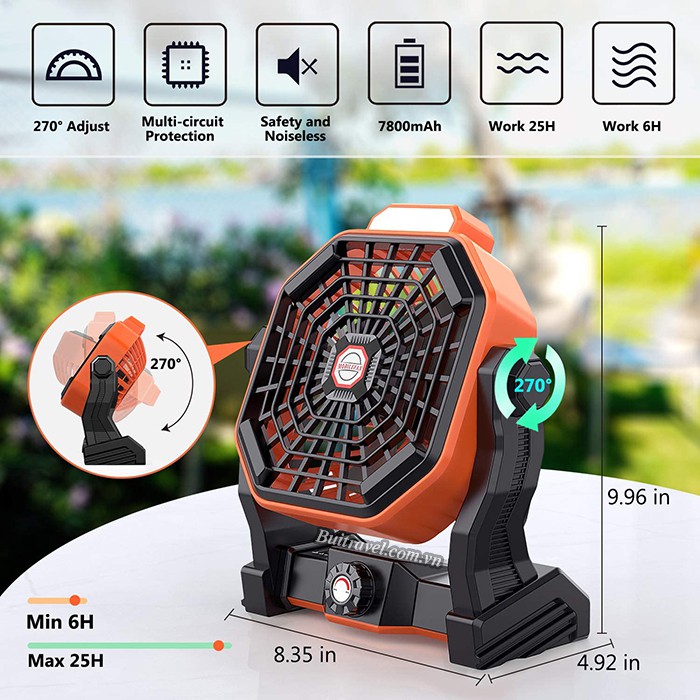 Đèn quạt tích điện dã ngoại X20- Máy quạt tích hợp đèn led du lịch 2in1- Billba Outdoors