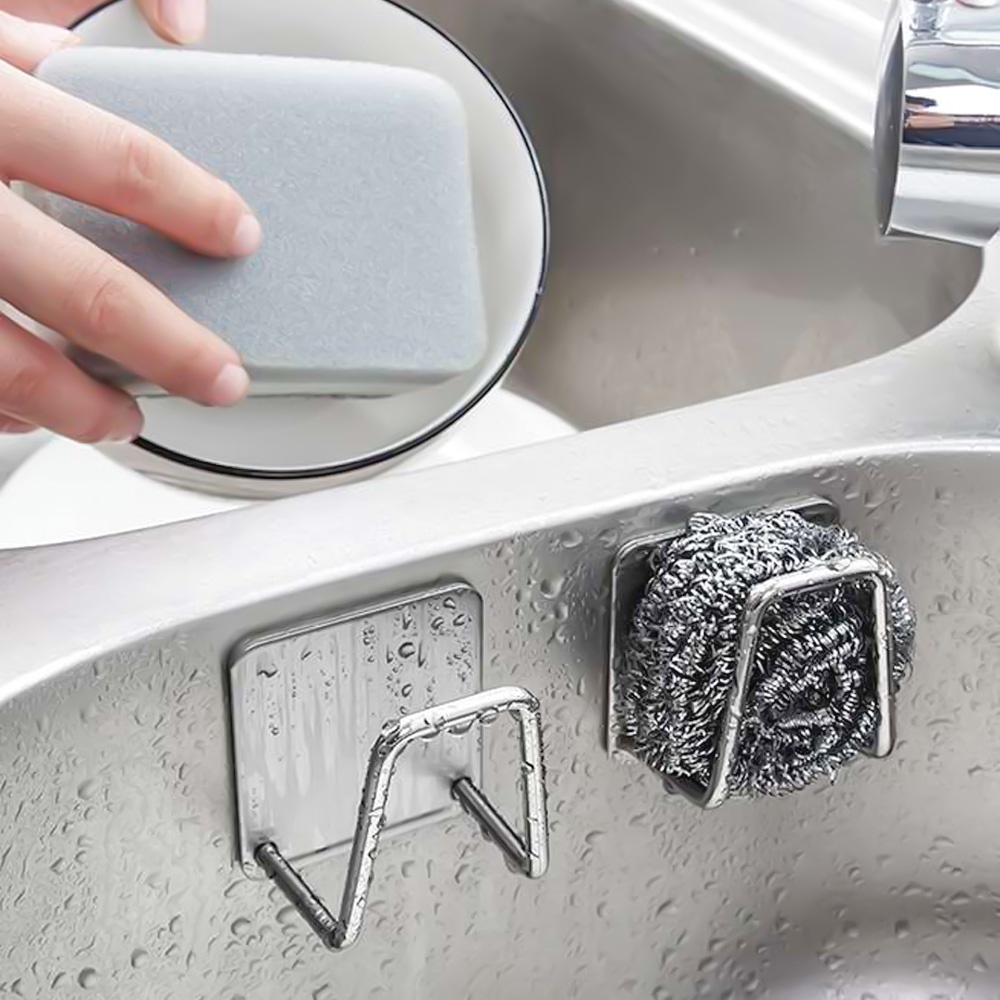 Giá Đỡ Bọt Biển Hình Chữ U Bằng Thép Không Gỉ 304 Dán Bồn Rửa Chén