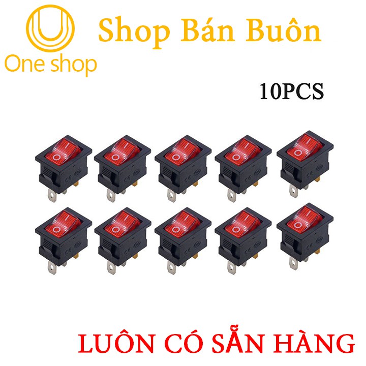 Bộ 10 Công Tắc Bập Bênh KCD1 250VAC-6A Có Đèn