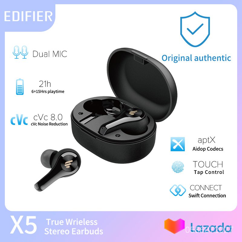 EDIFIER X5 Tai nghe bluetooth không dây chính hãng Trong tai có micrô Giảm tiếng ồn Loa siêu trầm Chống bụi và chống nướ