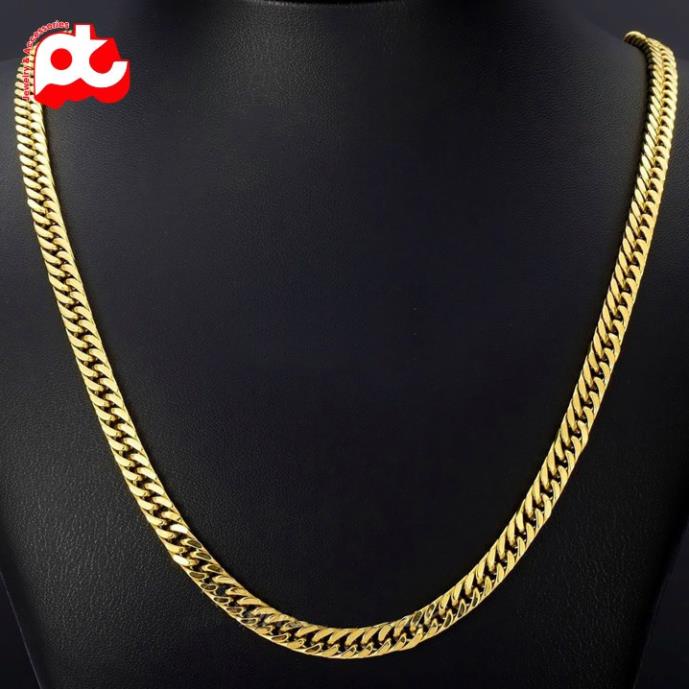 Dây chuyền nam đẹp inox cao cấp thời trang titan thép không gỉ kiểu lặc đôi PT JEWELRY kích cỡ 10mm mạ vàng PTDCNA174