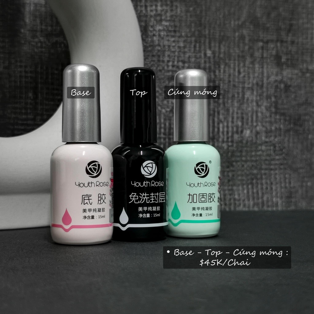bộ 3 base top cứng móng hoa hồng