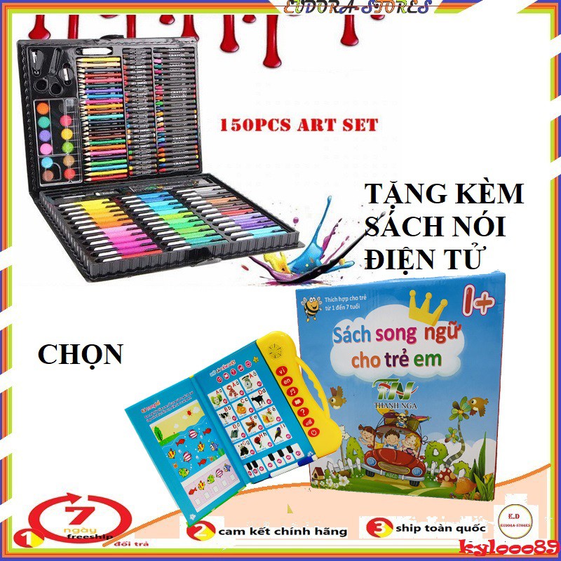 [ săn hàng sỉ ] Bộ hộp màu 150 chi tiết tặng kèm sách nói điện tử Màu Đẹp, Sắc Nét ( chọn phân loại khi mua )