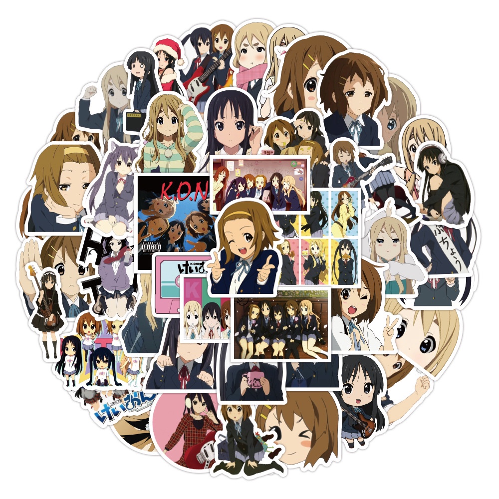 Y&P| Hình Dán Chống Nước K-ON! Nhật Bản Anime Mũ Bảo Hiểm Máy Tính Xách Tay Hành Lý Dán Thiết Lập, 50 tờ
