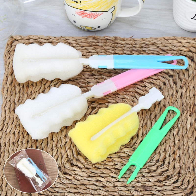 Bàn Chải Bọt Biển Vệ Sinh Bình Sữa Em Bé Tiện Lợi
