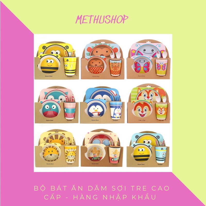 [SIÊU HOT]Bộ bát ăn dặm 5 món sợi tre cao cấp