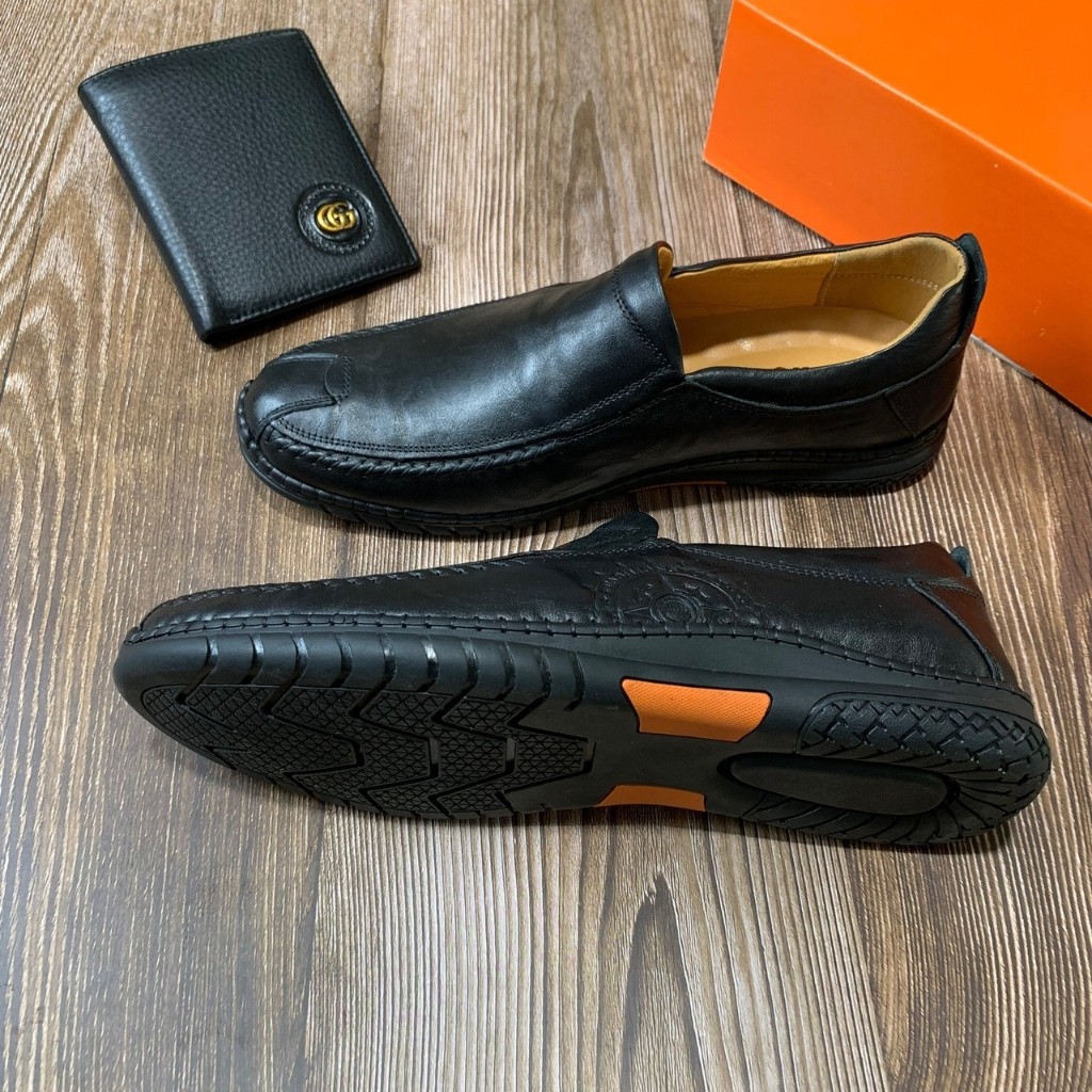 Giày Da Bò - Giày Lười Nam Cao Cấp Màu Đen Đế Cao Su Có Khâu Đế Kiểu Dáng Hàn Quốc(Bảo Hành Da 12 Tháng) | BigBuy360 - bigbuy360.vn