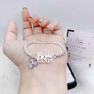 Lắc tay cho bé dây bạc bi, cắt chữ theo tên bé, có thể mix charm theo yêu cầu - LA01