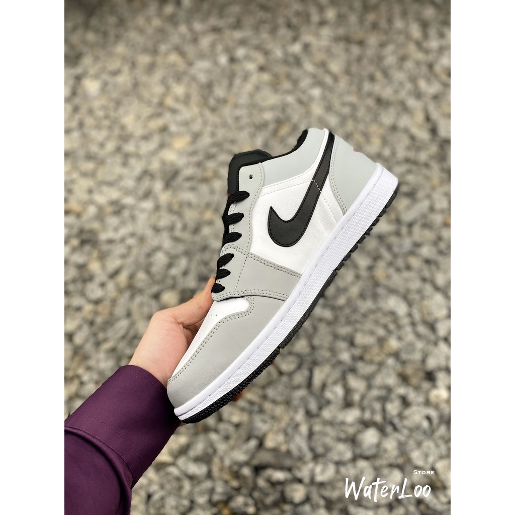 Giày Thể Thao Nam Giày Sneaker Nam Air Jordan 1 Low Light Smoke Grey Xám Trắng Cổ Thấp Waterloo Shop