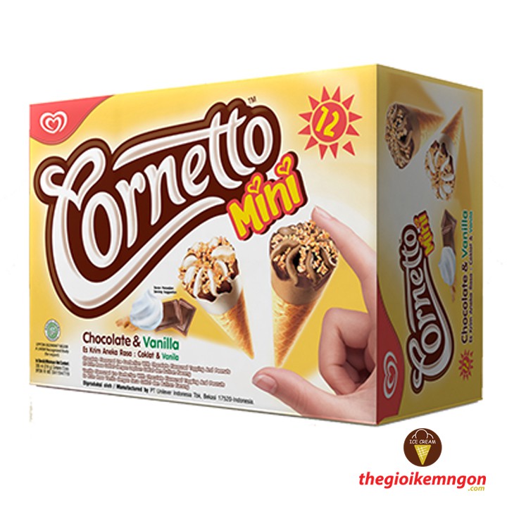 Kem ốc quế Cornetto Mini socola & vani Wall s 336ml