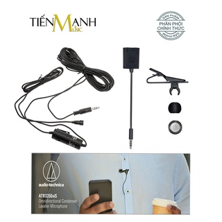 Mic gài áo audio technica atr3350xis cho điện thoại thu âm và livestream, máy ảnh, có giắc chuyển đổi