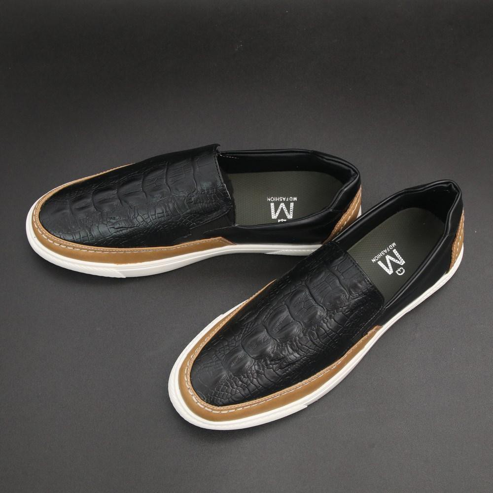 giày lười nam thời trang cá tính G574 giày vân cá sấu đen nâu kết hợp | BigBuy360 - bigbuy360.vn