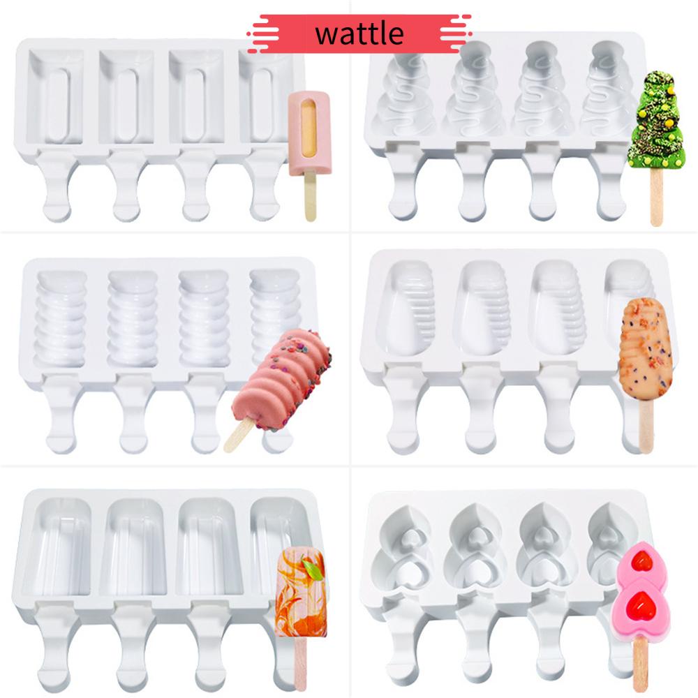 Khuôn Silicone Làm Kem Que 4 Ngăn Diy Tiện Dụng