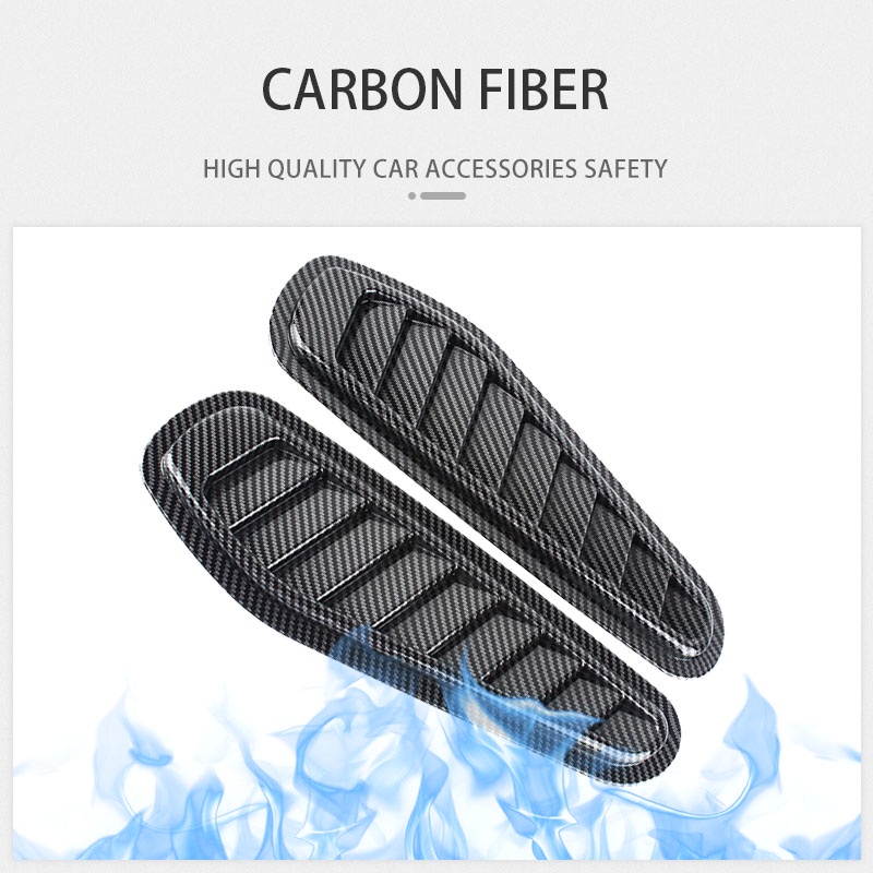 Sợi carbon Xe lưu lượng không khí Nhãn dán phổ quát 2 cái Tự động hút gió Hood Scoop thông hơi Nắp đậy nắp trang trí Phụ kiện ngoại thất ô tô