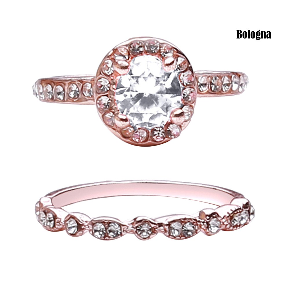 Set 2 Nhẫn Đính Đá Giả Thời Trang Cho Nữ