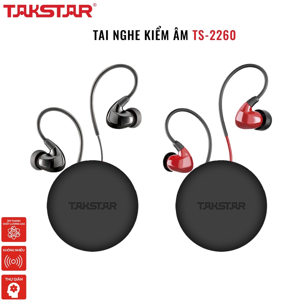Tai Nghe Có Dây Nhét Tai Takstar TS-2260 Nghe Nhạc, Kiểm Âm Livestream Hát Karaoke - Hàng chính hãng