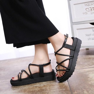Sandal nữ dây chéo đế bánh mỳ 2 màu