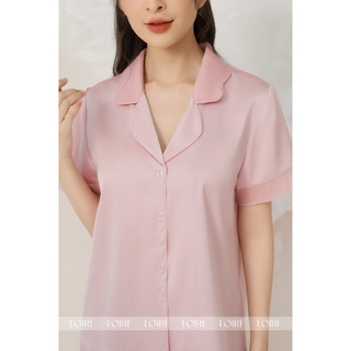 Bộ Pijama Lụa Basic Cổ Voan Tơ Loirechic LPN31