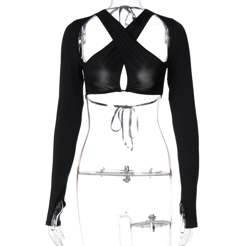 Áo Thun Tay Dài Thiết Kế Hở Lưng Quyến Rũ